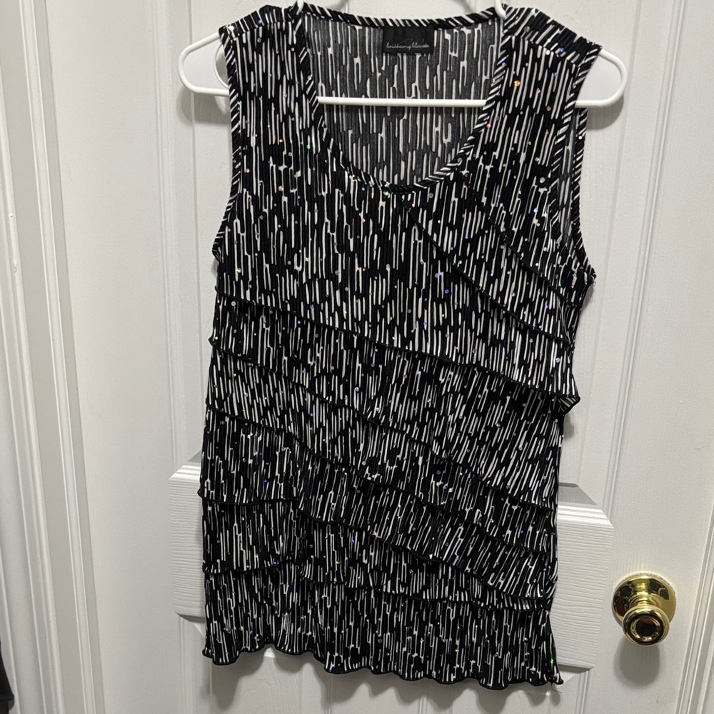 Brittany Black Monochrome Patterned Tank Top